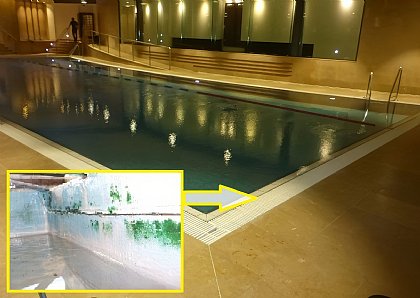 undichte Umlaufrinne eines Pools