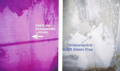 links: Einsatz von Schwarzlicht - rechts: Digitalaufnahme